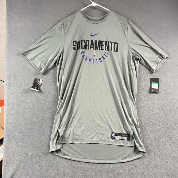 Nike Shirt Mens XL Tall Gray Sacramento Kings Dri-Fit Short Sleeve Team Issued - Picture 1 of 5
